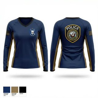 Womens Long Sleeve Vneck Shirt, NSA MECHANICSBURG, Police, Teamtime, Team time, sublimation, custom sports apparel, team uniforms, spirit wear, spiritwear, sports uniforms, custom shirts, team store, custom team store, fundraiser sports, apparel fundraiser