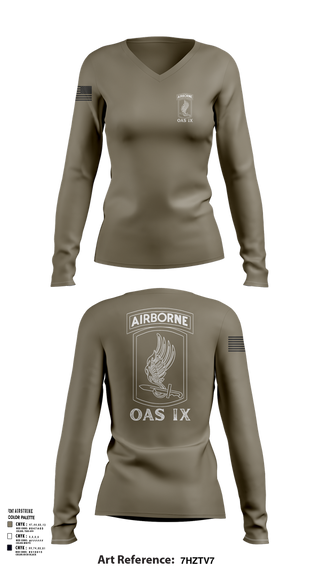 Womens Long Sleeve Vneck Shirt, 173RD ABN, Army, Teamtime, Team time, sublimation, custom sports apparel, team uniforms, spirit wear, spiritwear, sports uniforms, custom shirts, team store, custom team store, fundraiser sports, apparel fundraiser