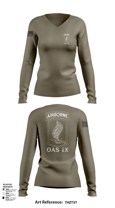 173RD ABN 21007449 Women's Long Sleeve V-neck Shirt - 101