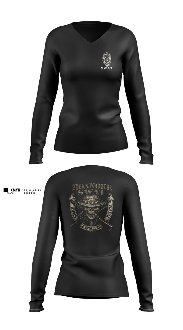Roanoke SWAT 27210118 Women's Long Sleeve V-neck Shirt - 12