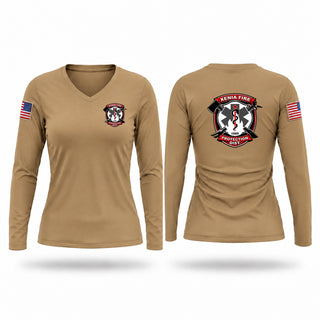 Womens Long Sleeve Vneck Shirt, XENIA FIRE PROTECTION DISTRICT, Fire Department, Teamtime, Team time, sublimation, custom sports apparel, team uniforms, spirit wear, spiritwear, sports uniforms, custom shirts, team store, custom team store, fundraiser sports, apparel fundraiser