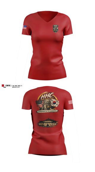 Womens Short Sleeve Vneck Shirt, HHC USAG YONGSAN-CASEY, Army, Teamtime, Team time, sublimation, custom sports apparel, team uniforms, spirit wear, spiritwear, sports uniforms, custom shirts, team store, custom team store, fundraiser sports, apparel fundraiser