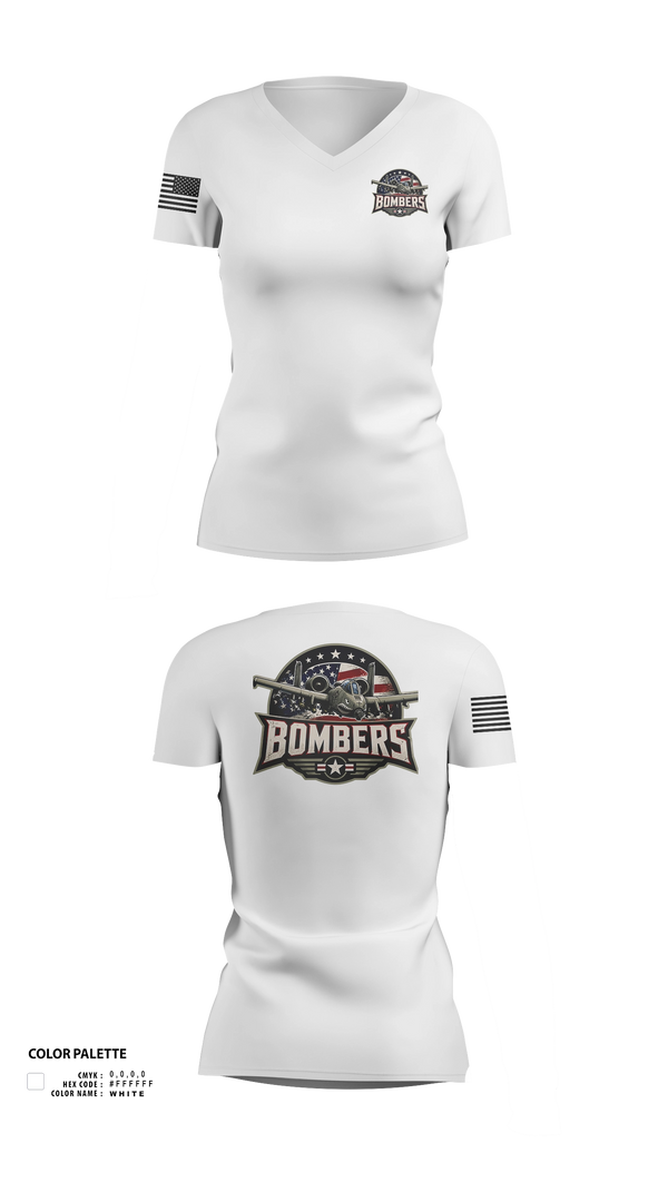 Womens Short Sleeve Vneck Shirt, Bombers, Baseball, Teamtime, Team time, sublimation, custom sports apparel, team uniforms, spirit wear, spiritwear, sports uniforms, custom shirts, team store, custom team store, fundraiser sports, apparel fundraiser