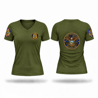 Womens Short Sleeve Vneck Shirt, ST. JOSEPH DETENTION CENTER FUGITIVE UNIT, Police, Teamtime, Team time, sublimation, custom sports apparel, team uniforms, spirit wear, spiritwear, sports uniforms, custom shirts, team store, custom team store, fundraiser sports, apparel fundraiser