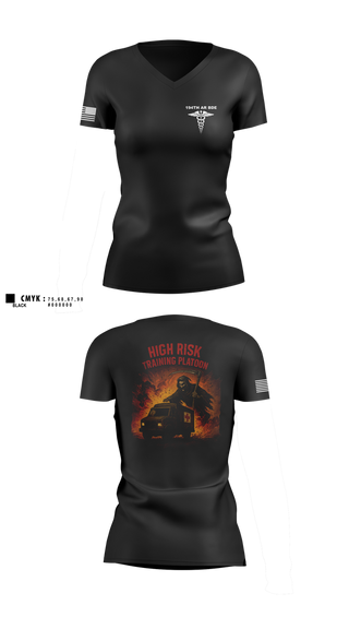 Womens Short Sleeve Vneck Shirt, 194th AR BDE HRT Medics, Army, Teamtime, Team time, sublimation, custom sports apparel, team uniforms, spirit wear, spiritwear, sports uniforms, custom shirts, team store, custom team store, fundraiser sports, apparel fundraiser