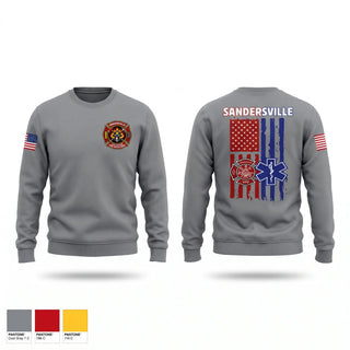 Crew Neck Sweatshirt, Sandersville fire and rescue, Fire Department, Teamtime, Team time, sublimation, custom sports apparel, team uniforms, spirit wear, spiritwear, sports uniforms, custom shirts, team store, custom team store, fundraiser sports, apparel fundraiser
