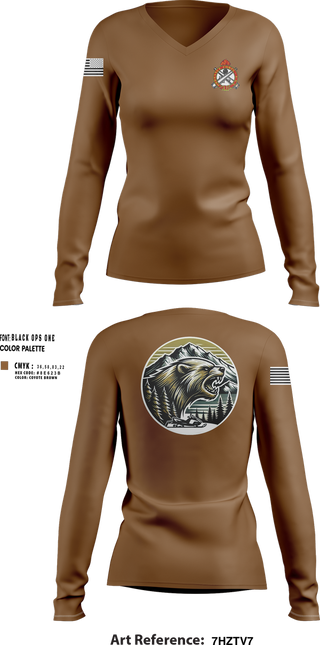 Womens Long Sleeve Vneck Shirt, FMT, 73D CEC-I, 1/11th ABN, , Teamtime, Team time, sublimation, custom sports apparel, team uniforms, spirit wear, spiritwear, sports uniforms, custom shirts, team store, custom team store, fundraiser sports, apparel fundraiser