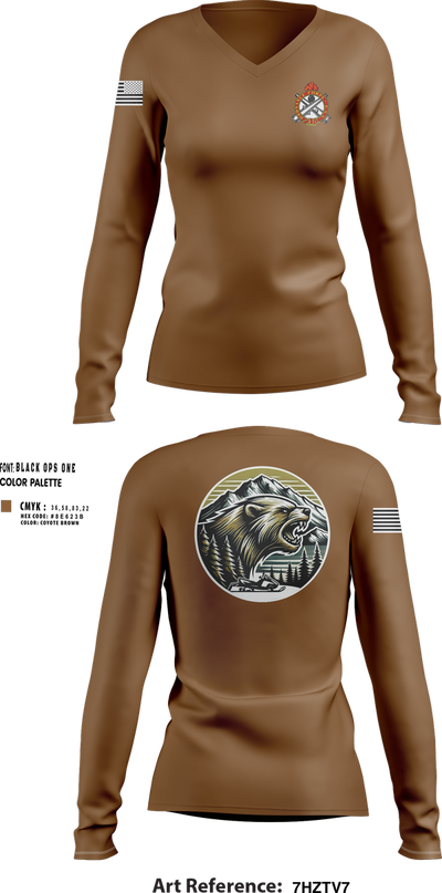 FMT, 73D CEC-I, 1/11th ABN 81868554 Women's Long Sleeve V-neck Shirt - 3