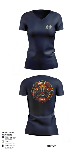 Butler Fire Department 42468872 Women's Short Sleeve V-neck Shirt - 1