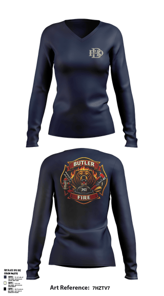 Butler Fire Department 42468872 Women's Long Sleeve V-neck Shirt - 1