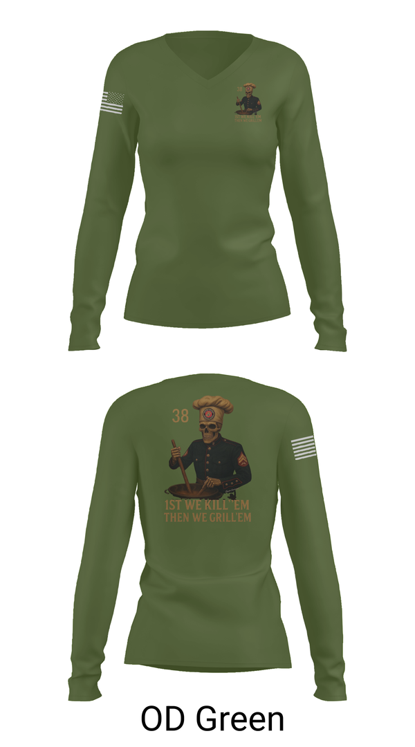 Womens Long Sleeve Vneck Shirt, 1/1, Marines, Teamtime, Team time, sublimation, custom sports apparel, team uniforms, spirit wear, spiritwear, sports uniforms, custom shirts, team store, custom team store, fundraiser sports, apparel fundraiser