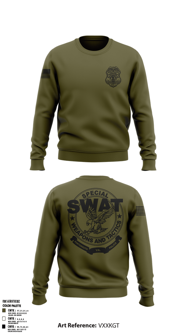 Portsmouth Virginia SWAT  Crew Neck Sweatshirt - 1