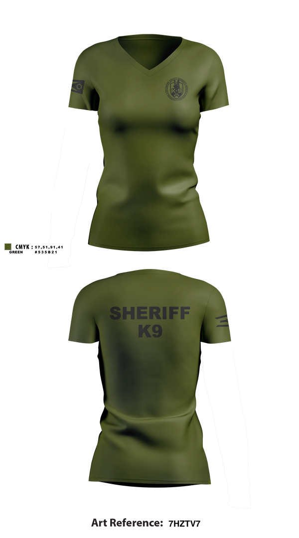 Womens Short Sleeve Vneck Shirt, Franklin County Sheriff Office K9, Police, Teamtime, Team time, sublimation, custom sports apparel, team uniforms, spirit wear, spiritwear, sports uniforms, custom shirts, team store, custom team store, fundraiser sports, apparel fundraiser