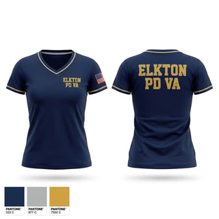 Womens Short Sleeve Vneck Shirt, Elkton PD VA, Police, Teamtime, Team time, sublimation, custom sports apparel, team uniforms, spirit wear, spiritwear, sports uniforms, custom shirts, team store, custom team store, fundraiser sports, apparel fundraiser