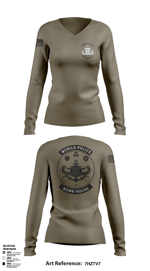 Mobile Police Bomb Squad 47120008 Women's Long Sleeve V-neck Shirt - 1