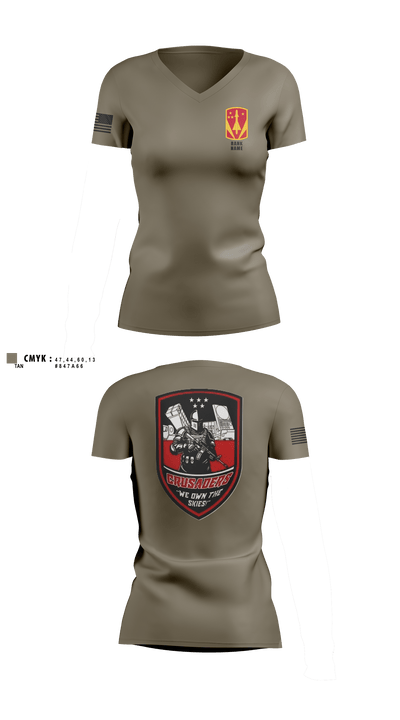 Charlie "Crusaders" Battery, 3-2 ADA BN 71071868 Women's Short Sleeve V-neck Shirt - 6