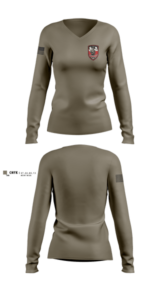 Charlie "Crusaders" Battery, 3-2 ADA BN Women's Long Sleeve V-neck Shirt - 1