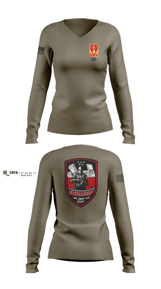 Charlie "Crusaders" Battery, 3-2 ADA BN 71071868 Women's Long Sleeve V-neck Shirt - 6