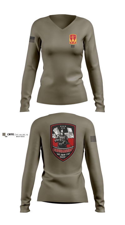 Charlie "Crusaders" Battery, 3-2 ADA BN 71071868 Women's Long Sleeve V-neck Shirt - 6