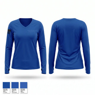 Womens Long Sleeve Vneck Shirt, Christopher Newport University Police, Police, Teamtime, Team time, sublimation, custom sports apparel, team uniforms, spirit wear, spiritwear, sports uniforms, custom shirts, team store, custom team store, fundraiser sports, apparel fundraiser