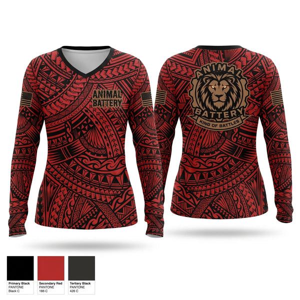 Womens Long Sleeve Vneck Shirt, 1/487 KING OF BATTLE, Army, Teamtime, Team time, sublimation, custom sports apparel, team uniforms, spirit wear, spiritwear, sports uniforms, custom shirts, team store, custom team store, fundraiser sports, apparel fundraiser