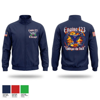 Windbreaker, Engine 123, Fire Department, Teamtime, Team time, sublimation, custom sports apparel, team uniforms, spirit wear, spiritwear, sports uniforms, custom shirts, team store, custom team store, fundraiser sports, apparel fundraiser