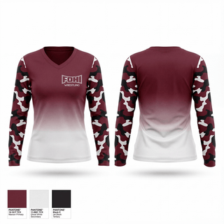 Womens Long Sleeve Vneck Shirt, Fontana High School, Wrestling, Teamtime, Team time, sublimation, custom sports apparel, team uniforms, spirit wear, spiritwear, sports uniforms, custom shirts, team store, custom team store, fundraiser sports, apparel fundraiser