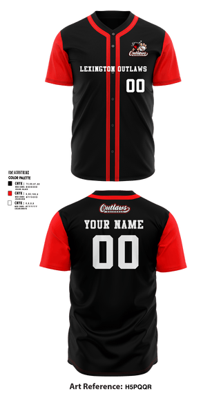Lexington Outlaws 79435627 Full Button Baseball Jersey - 2