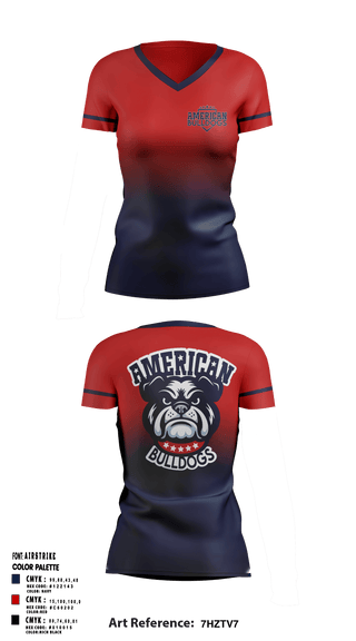 American Bulldogs 59810348 Women's Short Sleeve V-neck Shirt - 1