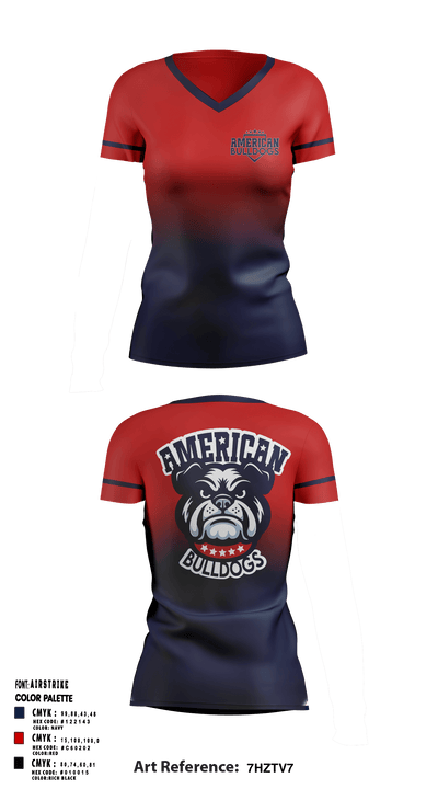 American Bulldogs 59810348 Women's Short Sleeve V-neck Shirt - 1