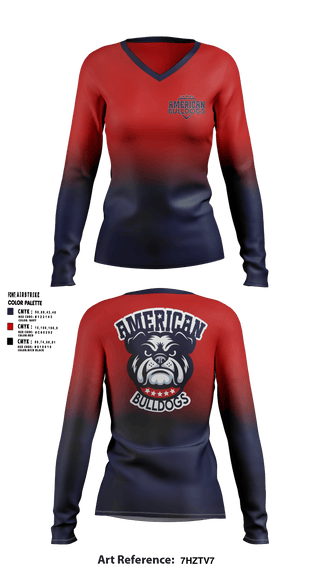 American Bulldogs 59810348 Women's Long Sleeve V-neck Shirt - 1