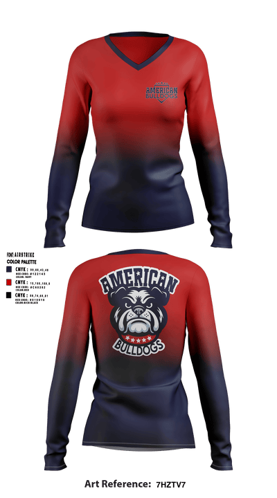 American Bulldogs 59810348 Women's Long Sleeve V-neck Shirt - 1