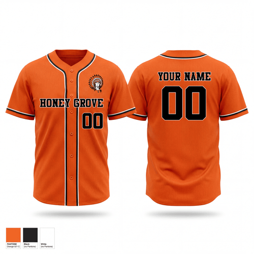 Honey Grove Baseball 79454883 Full Button Baseball Jersey - 3