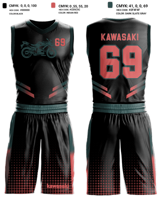 Basketball Uniform, Kawasaki, Men's Basketball, Teamtime, Team time, sublimation, custom sports apparel, team uniforms, spirit wear, spiritwear, sports uniforms, custom shirts, team store, custom team store, fundraiser sports, apparel fundraiser