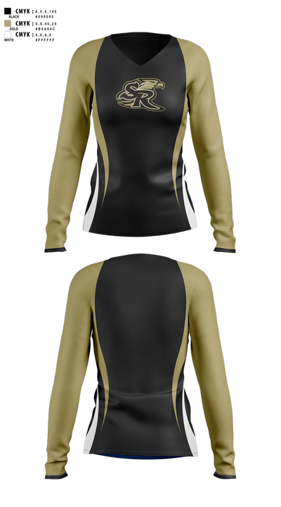 Staunton River Golden Eagles 76845210 Women's Long Sleeve V-neck Shirt - 1