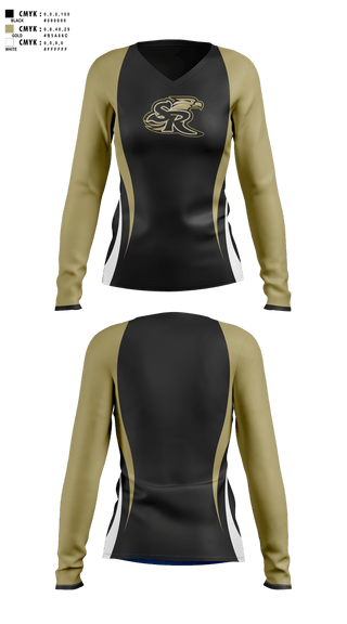 Womens Long Sleeve Vneck Shirt, Staunton River Golden Eagles, Cheer, Teamtime, Team time, sublimation, custom sports apparel, team uniforms, spirit wear, spiritwear, sports uniforms, custom shirts, team store, custom team store, fundraiser sports, apparel fundraiser