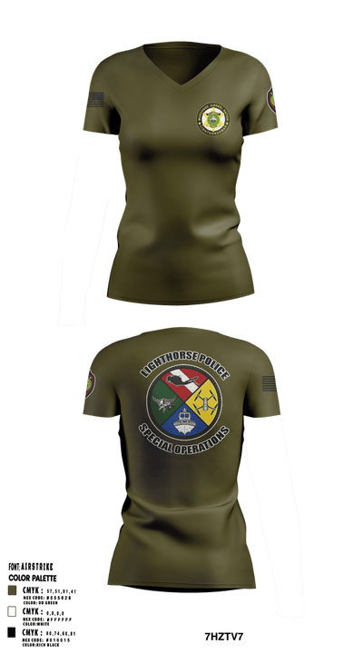 Muscogee Nation Special Operations 96454937 Women's Short Sleeve V-neck Shirt - 3