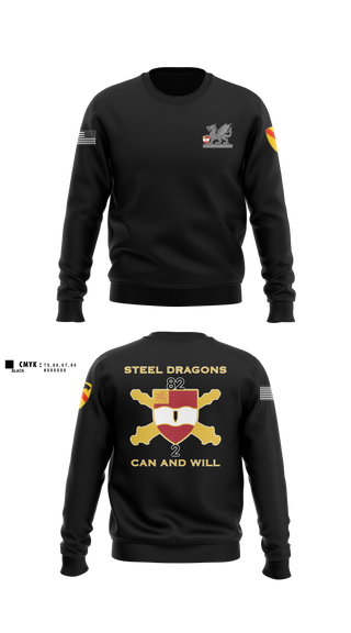 2nd Battalion 82nd Field Artillery “Steel Dragon” 56228393 Crew Neck Sweatshirt - 45