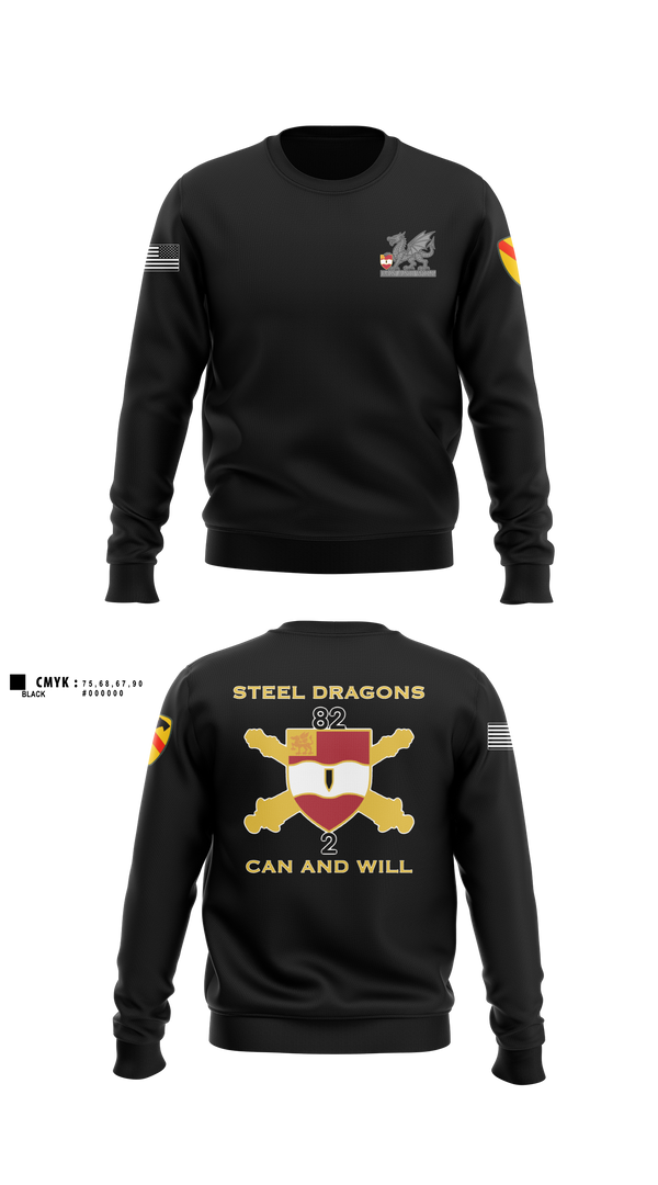 2nd Battalion 82nd Field Artillery “Steel Dragon” 56228393 Crew Neck Sweatshirt - 45