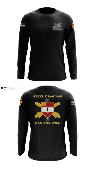 2nd Battalion 82nd Field Artillery “Steel Dragon” 56228393 Long Sleeve Performance Shirt - 45
