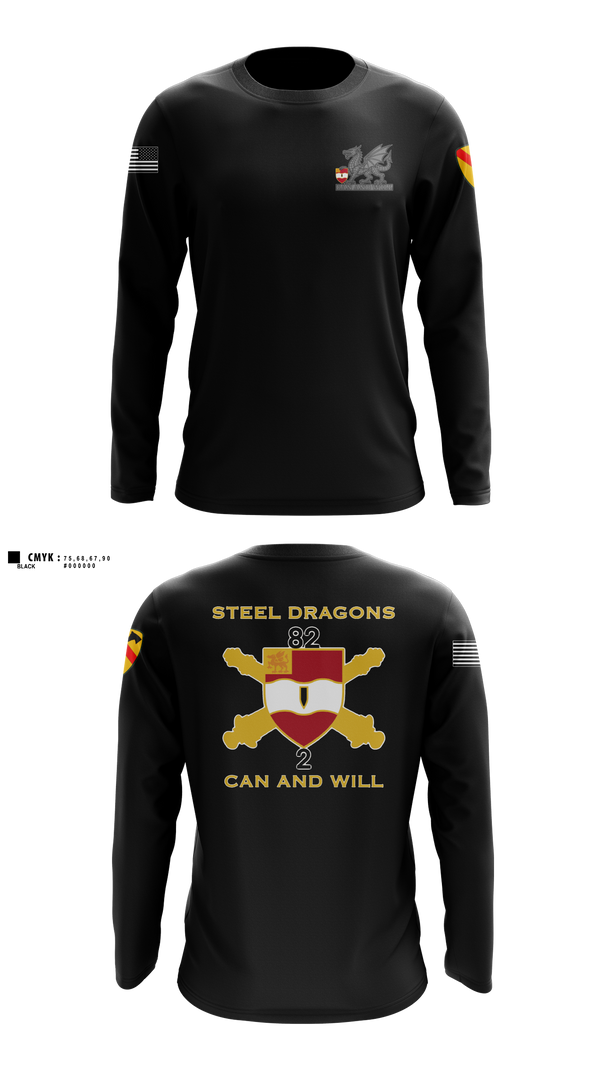 2nd Battalion 82nd Field Artillery “Steel Dragon” 56228393 Long Sleeve Performance Shirt - 45
