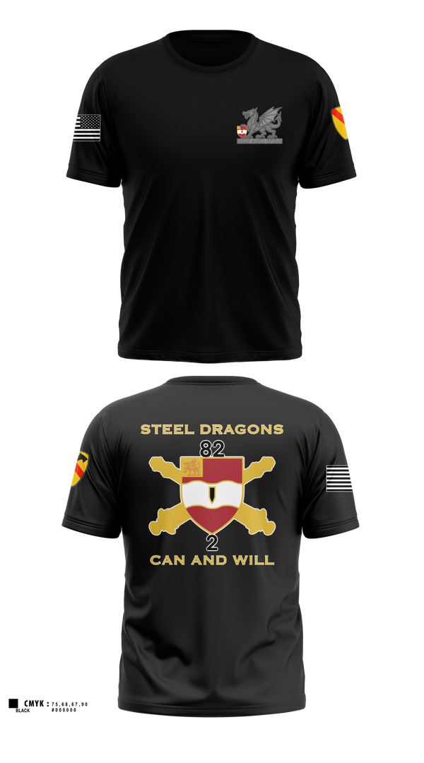2nd Battalion 82nd Field Artillery “Steel Dragon” 56228393 Old School Cotton Feel Shirt - 45