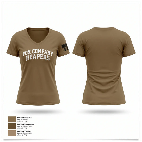 Womens Short Sleeve Vneck Shirt, Fox company reapers, National Guard, Teamtime, Team time, sublimation, custom sports apparel, team uniforms, spirit wear, spiritwear, sports uniforms, custom shirts, team store, custom team store, fundraiser sports, apparel fundraiser