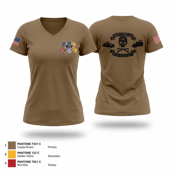 920th engineer co 90433289 Women's Short Sleeve V-neck Shirt - 1
