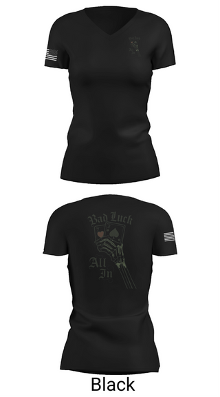 Womens Short Sleeve Vneck Shirt, 4th plt bad luck, Army, Teamtime, Team time, sublimation, custom sports apparel, team uniforms, spirit wear, spiritwear, sports uniforms, custom shirts, team store, custom team store, fundraiser sports, apparel fundraiser