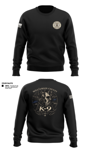 Crew Neck Sweatshirt, Williamson County K-9 Unit, Police, Teamtime, Team time, sublimation, custom sports apparel, team uniforms, spirit wear, spiritwear, sports uniforms, custom shirts, team store, custom team store, fundraiser sports, apparel fundraiser