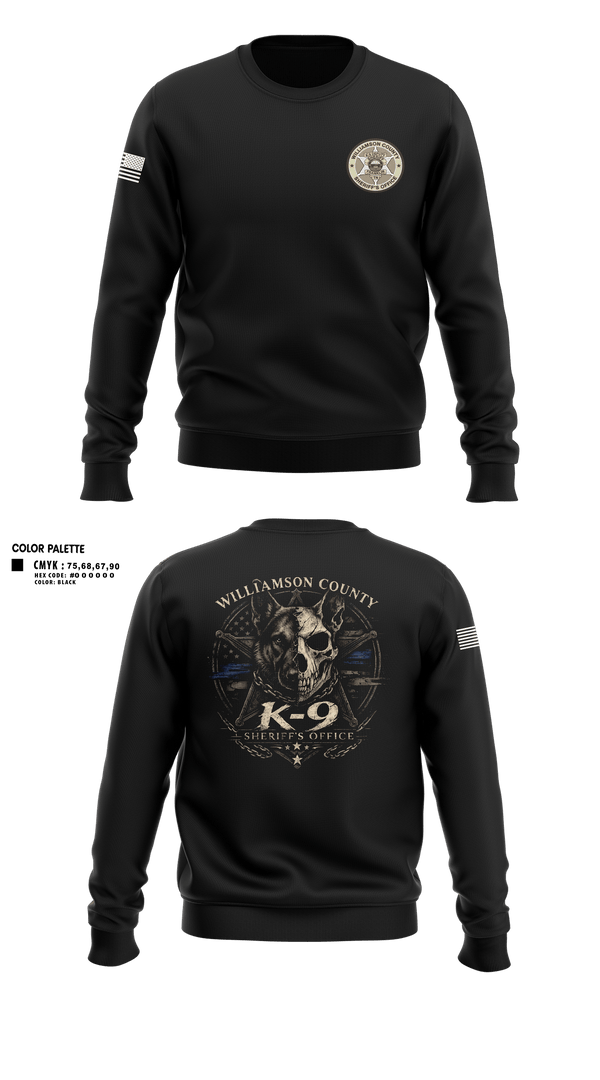 Crew Neck Sweatshirt, Williamson County K-9 Unit, Police, Teamtime, Team time, sublimation, custom sports apparel, team uniforms, spirit wear, spiritwear, sports uniforms, custom shirts, team store, custom team store, fundraiser sports, apparel fundraiser