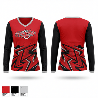 Rancho Little League 34852987 Women's Long Sleeve V-neck Shirt - 1