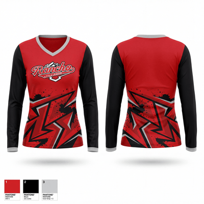 Rancho Little League 34852987 Women's Long Sleeve V-neck Shirt - 1