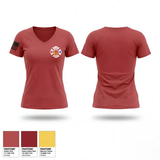 Womens Short Sleeve Vneck Shirt, Red Lick VFD, Fire Department, Teamtime, Team time, sublimation, custom sports apparel, team uniforms, spirit wear, spiritwear, sports uniforms, custom shirts, team store, custom team store, fundraiser sports, apparel fundraiser